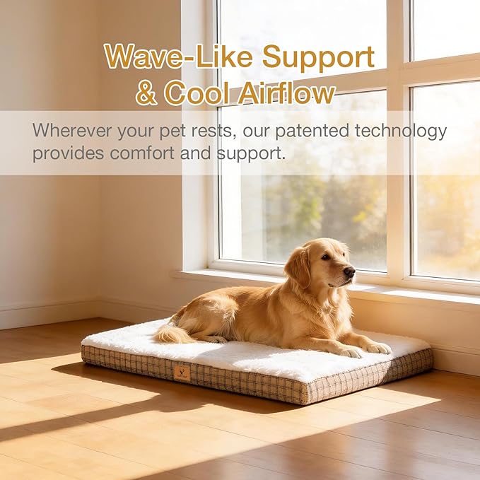 Orthopedic Dog Bed for Large Sized Dogs with Removable Washable Cover, Premium Comfort for Dogs, Multiple Sizes & Colors,Durable and Easy to Clean (Tan, Small)