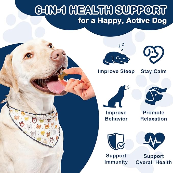Calming Chews for Dogs 300 Treats, Melatonin for Dogs, Anxiety Relief and Stress Chews, Sleep Aid for Small/Medium/Large Dogs - Fireworks Barking, Thunder, Separation Vet Approved Chicken Flavor