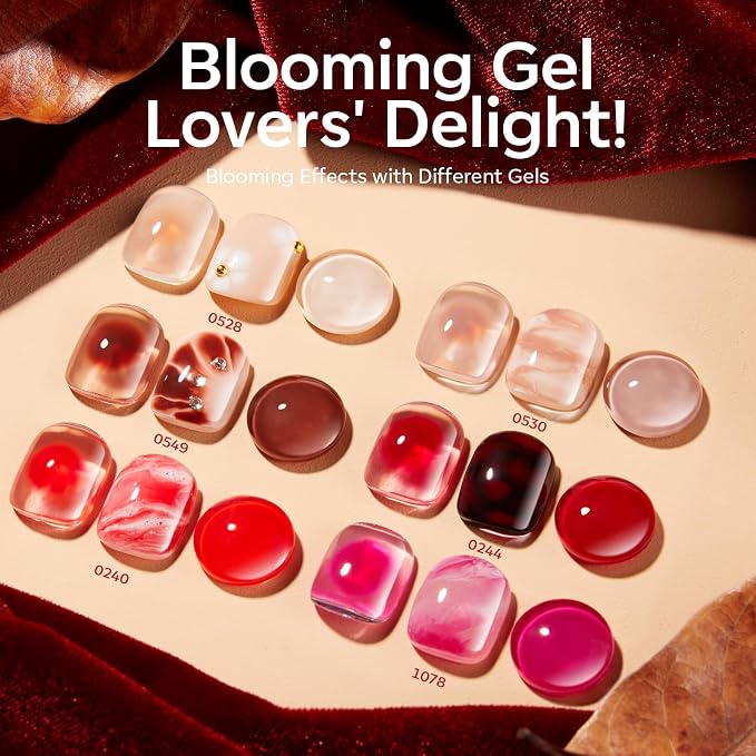 modelones 32 PCS Gel Nail Polish Kit, 28 Colors Gel Polish with Blooming Gel, Base Coat, Glossy & Matte Top Coat Cat Eye Jelly Glitter Chameleon Soak Off LED Nail Art Kit Salon at Home