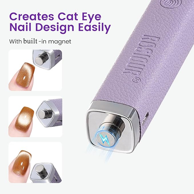 Handheld Mini UV Light for Nails: Flash Cure UV Led Nail Lamp with Cat Eye Magnet- Hand Held Fast Dry Single UV Lamp Pen with Auto Sensor for Manicure Home Salon (Purple)