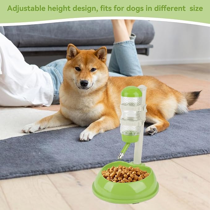 Dog Crate Water Bottle Dispenser, Adjustable No Drip Standing Dog Water Bottle Stand Pet Water Dispenser for Dogs and Cat(Green)