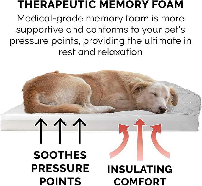Furhaven Memory Foam Dog Bed for Medium/Small Dogs w/ Removable Bolsters & Washable Cover, For Dogs Up to 35 lbs - Quilted Sofa - Silver Gray, Medium