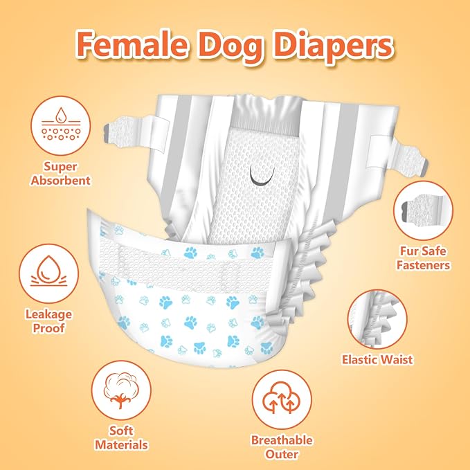 Pet Soft Dog Diapers Female - Disposable Puppy Diapers, Cat Diaper 72pcs Small