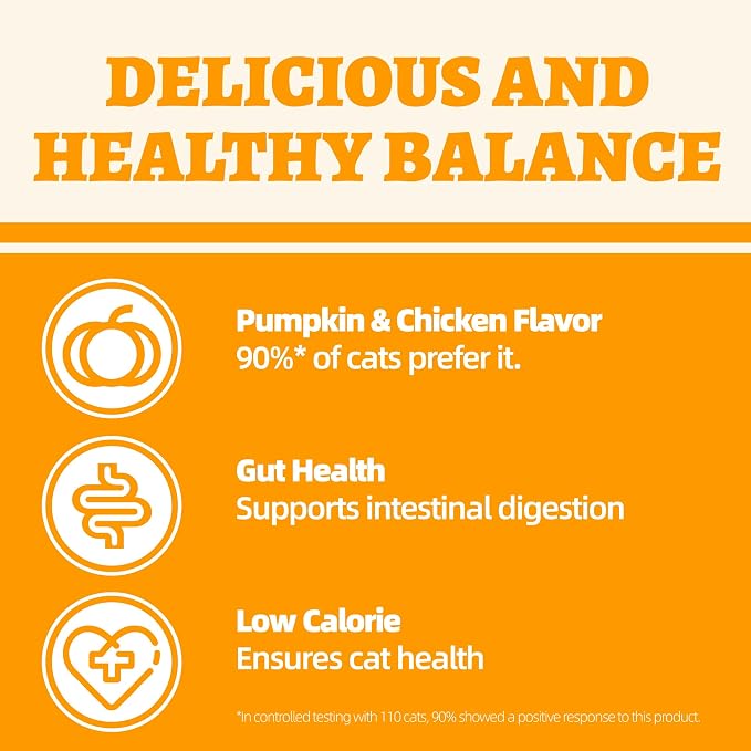 Wellix 29.45 oz Healthy Cat Treats Pumpkin Flavor - Chicken Formula Stomach Sensitive Kitten Snacks for Digestive Support - Cat Constipation Relief Low Calorie Food Topper for Cats