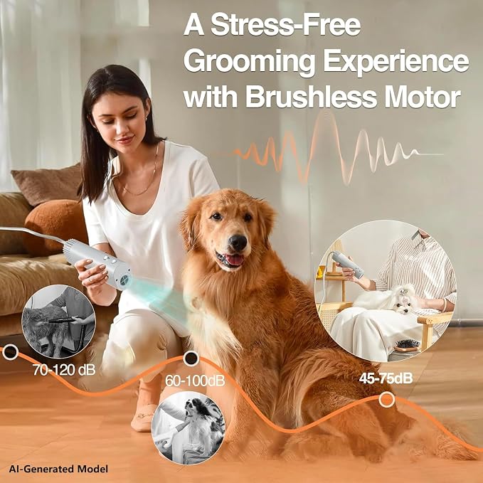 Cat and Dog Universal Pet Hair Dryer 200 Million Negative Ions, Low Noise Hands-Free Neck Hanging Hair Dryer with Automatic Cleaning, Speed and Temperature Adjustment, for Home/Pet Shop Use