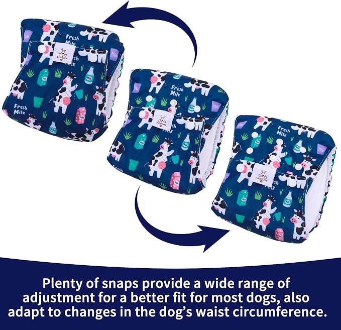 CuteBone Washable Dog Diapers Male with Snaps Reusable 3pcs a Pack Doggie Belly Band for Male Dogs Wraps KDM06M