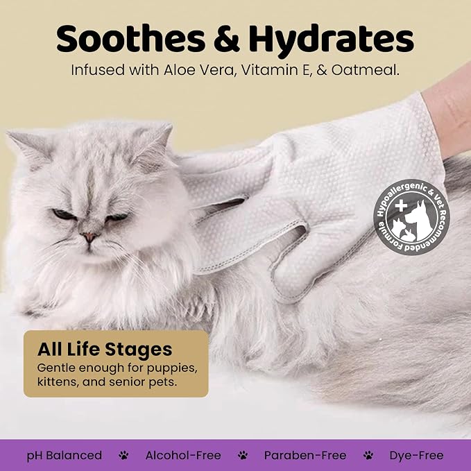 PET Cleaning Deodorizing Glove Wipes for Dogs & Cats, Vet Recommended Hypoallergenic Hydrating & Nourish Fur Pet Grooming Glove Wipes, Pet Bathing Wipes for Horse Coat Care,20pcs, Green Tea Scented