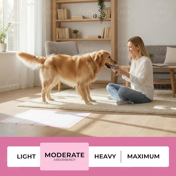 FPN Pink Puppy Pads for Dogs 50 Count 18X24 Inch | Disposable Pee Pads for Dogs & Puppies | Dog Training Pads, Large Pet Training Pads for Potty Training & Indoor Use