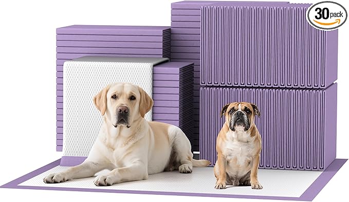 Lavender Scented Super Absorbent & Leak-Proof Puppy Pads, 30"x36" Odor Control Pet Training Dog Pee Pads, Thicken Quick Dry Pee Pads, Potty Training Pads for Dogs Cats, 30Counts
