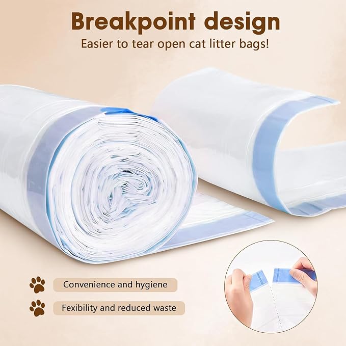 120 Count Litter Box Liners for ZeaCotio and Fsitego Self Cleaning Box, Extra Thick Heavy Duty Cat Bags Replacement, 3-4 Gallons Capacity