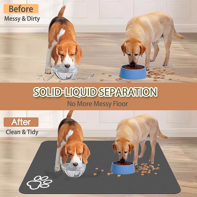 Dog Food Mat, Largest Absorbent Dog Mat for Food and Water, Non Skid Cat Bowl Mat, No Stains Quick Dry Pet Water Dispenser for Messy Drinkers (36.5"x24.5")