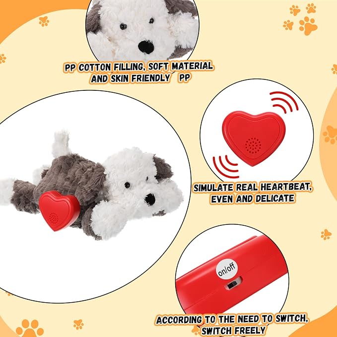 Liliful 2 Pack Puppy Heartbeat Toy Stuffed Puppy for Sleep Aid Plush Animals Dog Toy with Beating Heart Relief Separation Anxiety Training Behavioral