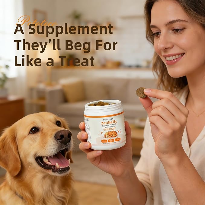 ZenBelly Calming Chews for Dogs, Probiotic Calming Treats for Stress Support, Separation Anxiety, Travel, Thunderstorms & Fireworks, Hemp Free, Grain Free, Chicken Flavor, 120 Soft Chews