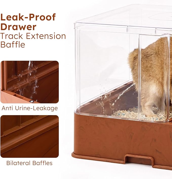 ZOMISIA Extra Large Cat Litter Box with Hallway, Hidden Litter Box Enclosure with Drawer, Lid Top Covered with Carbon Filter for Odor Control, Leakproof and Easy to Clean