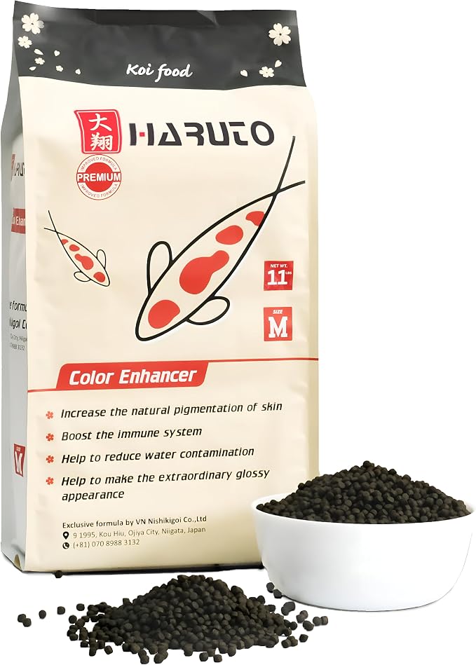 HARUTO Koi Food Color Enhancer 11lb - Color Enhancement & Scale Appearance | Spirulina & astaxanthin blend - color enhancing koi food supporting vibrant scale color, appearance care & color retention.