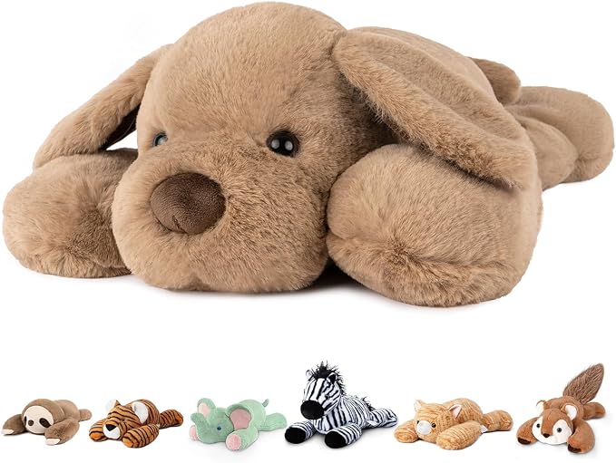 Niuniu Daddy 25" 5lb Dog Weighted Stuffed Animal forKids and Adults, Soft Sensory Plush Body Pillow for Calming Support, Large Animal Toy for Everyday Comfort