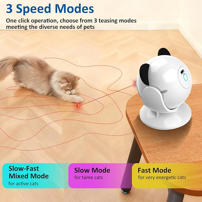 Sofolor Laser Cat Toys for Indoor Cats, Automatic Cat Laser Toy with Random Trajectory, Suction Cup Design, Run Quiet, USB Rechargeable