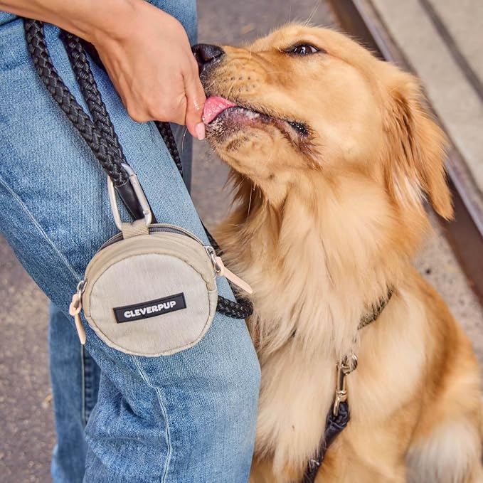 Cleverpup Training Sling & Snackpack Double Insulated Treat Pouch in Sand