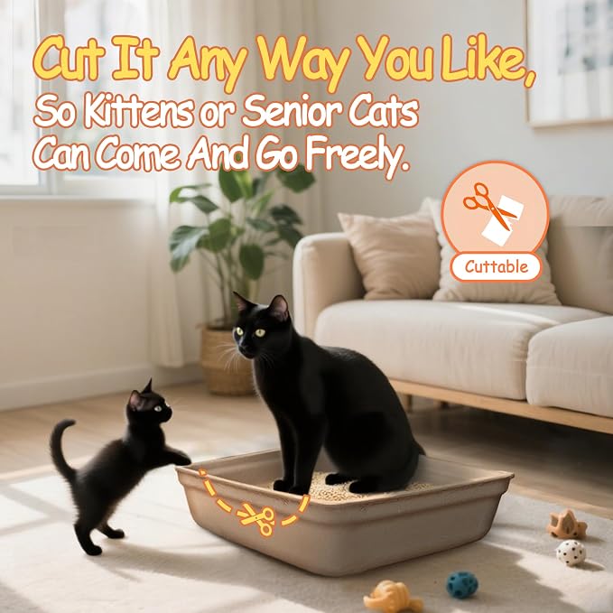 Disposable Litter Boxes for Cats Leak-Proof: 6-Pack Odor Control Sustainable Large Kitty Tray for Travel/Indoor Use