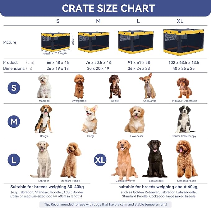 Soft-Sided Dog Crate 40 Inch XL by A4PET, Collapsible Foldable Crate for Large Dogs, Breathable Mesh, Washable Cover, Patented Screw Frame, Travel & Car Safe