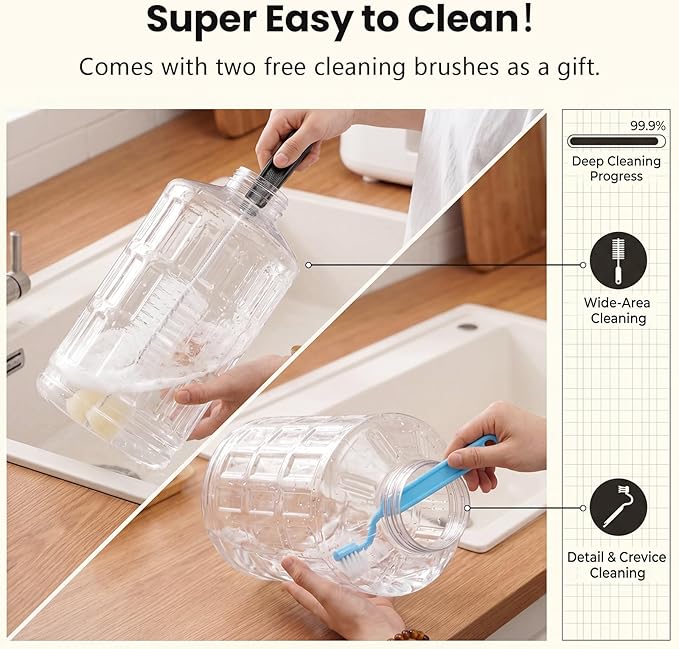 CZPET Dog Water Bowl Dispenser 4L, Wider Mouth & Upgraded Brush for Easy Cleaning Automatic Cat Gravity Refilling Waterer with Removable Stainless Steel Bowl, Large Drinking Area for Multi-Pet (White)