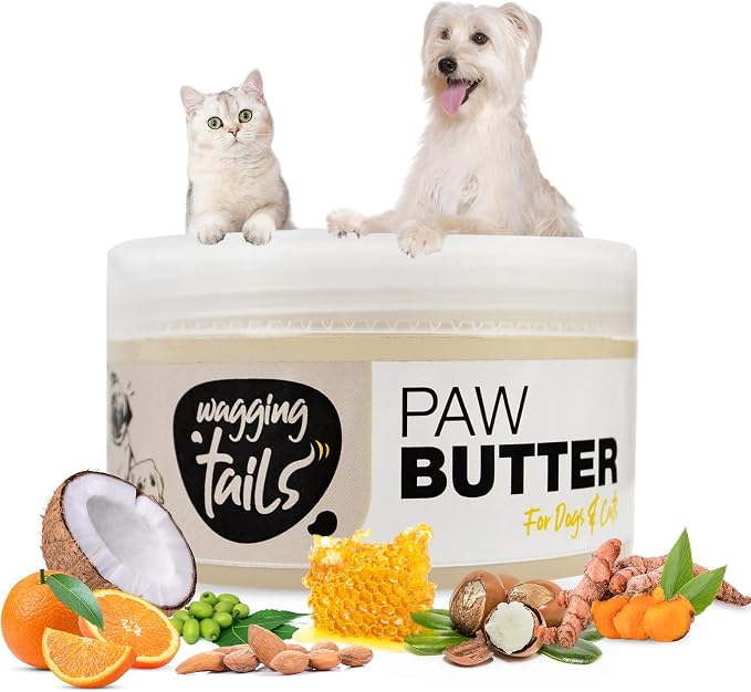 Wagging Tails Pet Care Bundle: 6-in-1 Soothing Oil & Paw Butter for Dogs & Cats | Natural Ingredients for Coat Shine, Softness, and Healing Paws | Includes Coconut Oil, Vitamin E, Turmeric