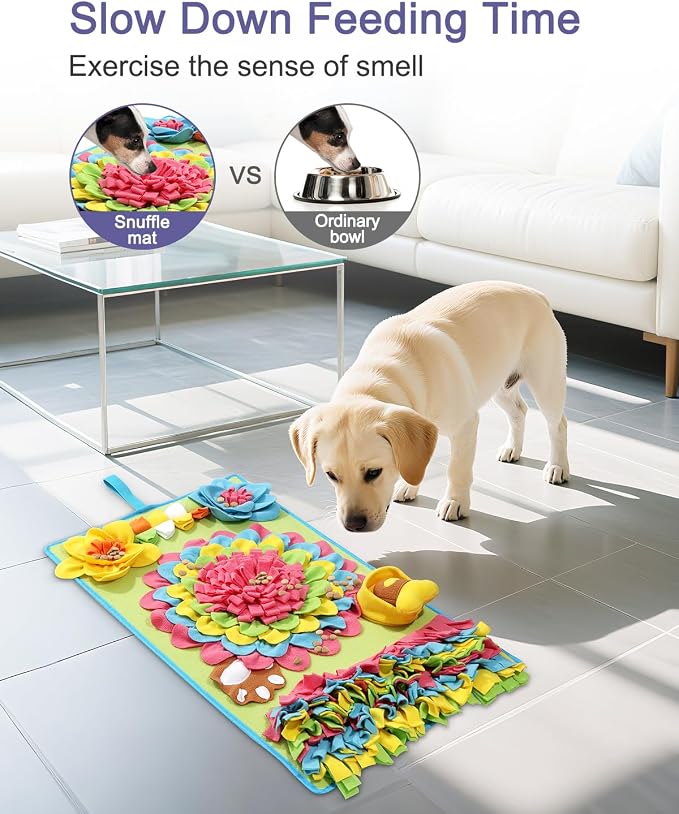Snuffle Mat for Dogs -30.7 * 18.9inch Pet Treats Feeding Mat, Interactive Dog Puzzle Toy for Boredom, Dog Feeding Mats for Slow Feed, Relieve Anxiety, Encourages Natural Foraging Skills