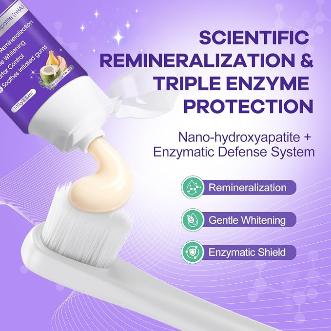 Enzymatic Dog & Cat Toothpaste with Nano-Hydroxyapatite + Medium-Soft Bristles Toothbrush