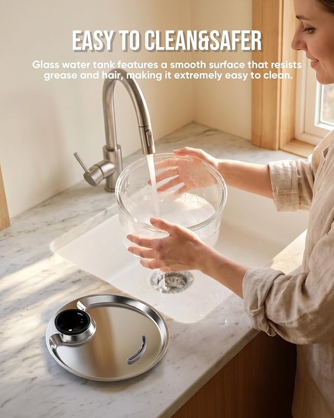 Wireless Cat Water Fountain Glass DIY - 108oz/3.2L Automatic Ultra-Quiet Cat Water Fountain Cordless, Glass Battery Operated Pet Fountain Rechargeable Water Dispenser for Cats, Puppy, Multiple Pets