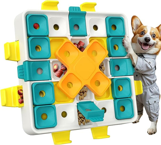 KADTC XL Size 2-Levels, 4 Ways, Dog Puzzle Toy, Mental Stimulation for Dogs | 4 puzzle actions and 2 levels deliver longer, advanced mental stimulation with drawers, slide lids, flip lids, and rotation.