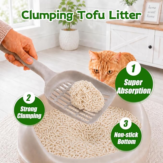 Worda Tofu 100% Natural Plant-Based Cat Litter Unscented Dust-Free and Respiratory Friendly Low Tracking Fast Clumping for Multi-Cat Homes 9LB