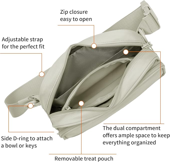 Runlight Dog Training Treat Pouch Fanny Pack,Dog Waist Belt,Dogs Walking Bag Crossbody with Poop Bags,Puppy Treat Bag Training Pouch (Khaki)