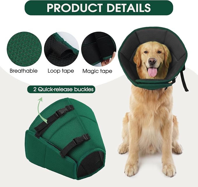 Dog Cone for Large Dogs After Surgery, Adjustable Soft Recovery Cone Collar for Dogs to Stop Licking, Professional Elizabethan Collar for Pet, Recovery Cones for Wound Healing & Hot Spots