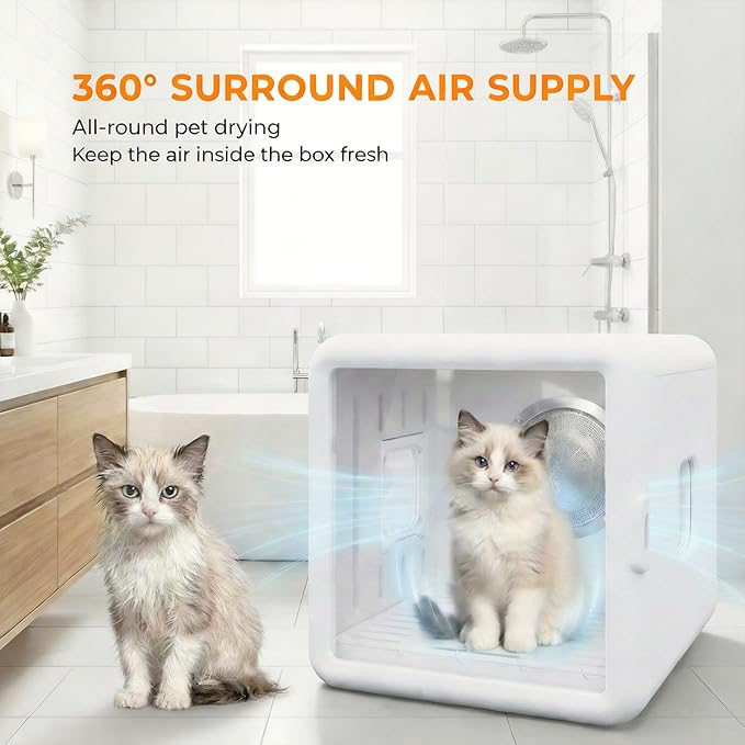 FansaFurn 65L Automatic Dog Dryer Box with Smart Timer, Pet Dryer Box with 360° Warm braw and Ultra Quiet, Smart Temperature Control, Cat Dryer for Cat and Small Dogs