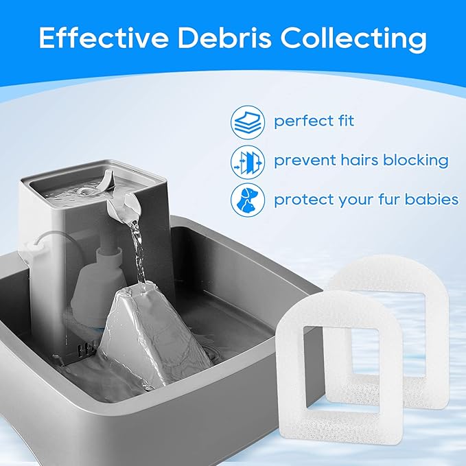24PCS Cat Water Fountain Filter Compatible with Petsafe Water Fountain, for Drinkwell Pet Fountain Filters, Replacement Foam Filters for 360 Pet Fountain Seaside Pagoda 1/2 Gallon Fountains