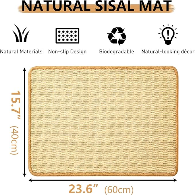 1PCS Rabbit Scratch Mat Natural Bunny Scratching Pad Claws and Teeth Care Rabbit Mats for Cages Rabbit Chew Toys for Bunny Pet Cage Bedding for Biting Sleeping Nesting, 24x16