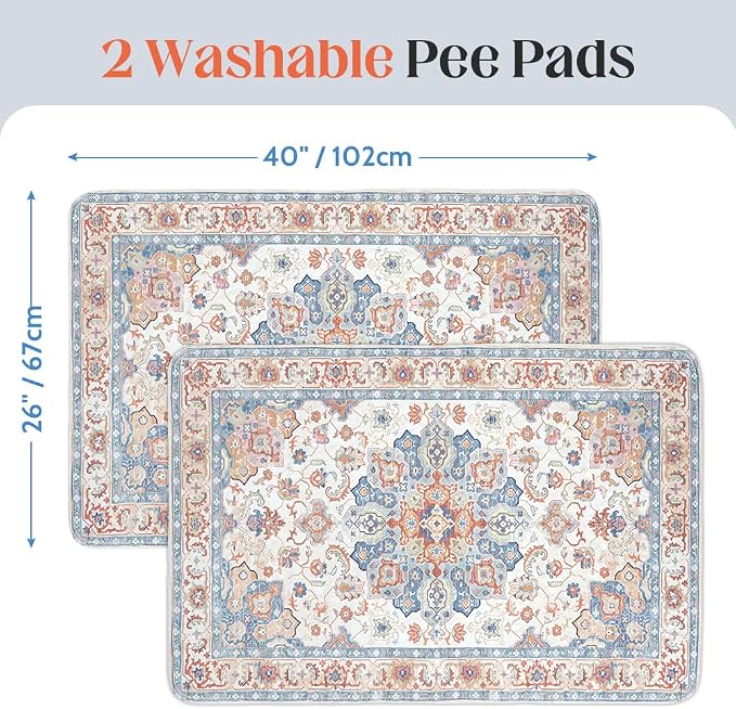Washable Pee Pads for Dogs 2 Pack Reusable Puppy Training Pads 40"x26" Super Absorbent Waterproof Dog Training Pads, Non-Slip Potty Pads, Whelping Pads Litter Mat