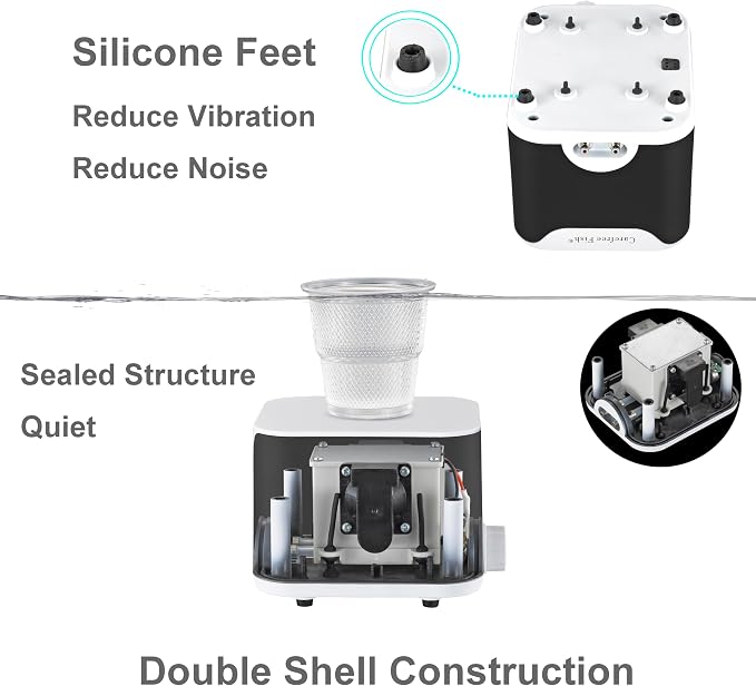 Carefree Fish 5/10W Aquarium Air Pump Dual Outlets Super Quiet Oxygen Pump with 6Ft Silicone Anti-Shedding Tubing and 2 Bubble Stones