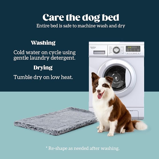 PELZIN Stoutwool Indestructible Dog Bed - Fluffy Chew Proof Dog Crate Pad - Tough Kennel Pad for Aggressive Chewers - Washable, Ideal for Small Breeds & Fits 24-Inch Crate - 23"x16", Charcoal