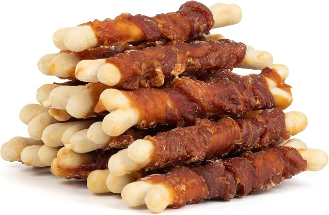 MON2SUN Chicken Jerky 14.11 oz for Small Medium and Large Dogs & 4 Inch Chicken and Duck Wrapped Calcium Bones 15 Count for Small Dogs