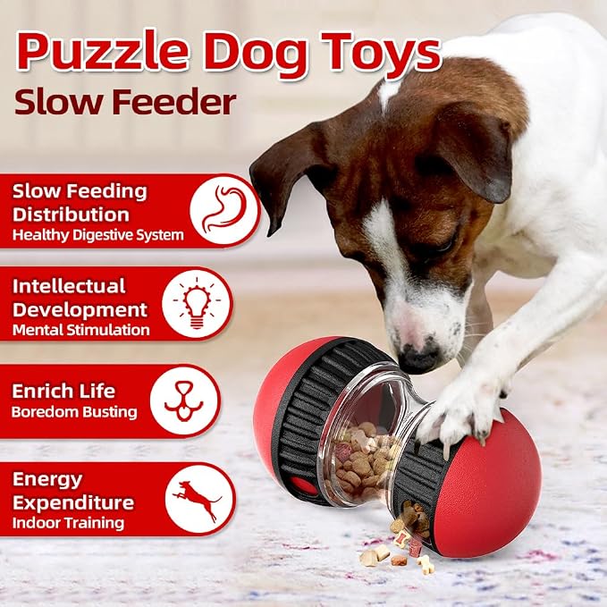 Mankoda Interactive Dog Puzzle Toys, Brain Stimulation Rolling Treat Dispenser Ball & Slow Feeder Combo for Dogs to Keep Them Engaged and Busy