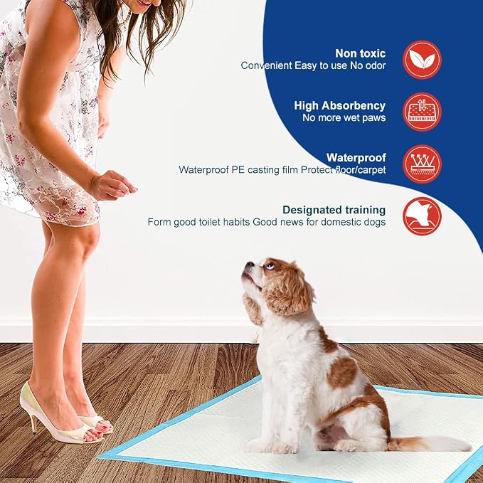 NEZO Dog and Puppy Premium Training Pads, XX-Large 34 x 46 inch - 120 Count Pee Pads with 6 Layer Leak-Proof and Super Absorbent