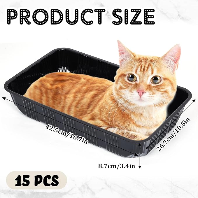 Tessco 15 Pcs Disposable Litter Box for Cats Kitty Disposable Paper Litter Box Trays Portable Cardboard for Small Pets Animals, Guinea Pig, Bunny Cage Liner Home Outdoor Travel, 16.7 x 10.5 x 3.4 Inch