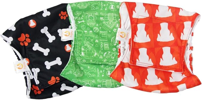 PETTING IS CARING Male Dog Wraps Washable & Reusable Belly Band Diapers Materials Durable Machine Washable Doggie Pee Puppy Pads Diaper Trainer Potty - 3 Pack Set