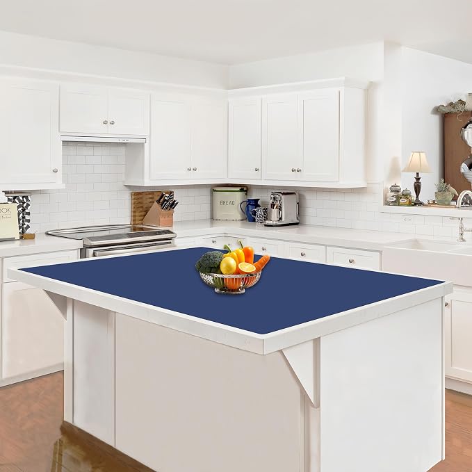 Large Silicone Mat, 48"x32"(120cmx80cm) Silicone Mats for Kitchen Counter, Non-Slip Heat Resistant Mat, Kitchen Counter Mat, Waterproof Countertop Protector for Craft, Deep Blue