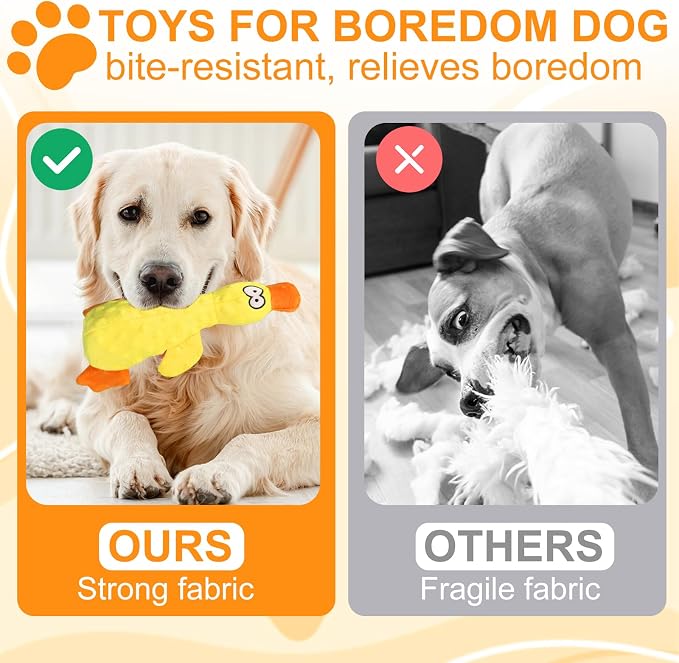 Vingtank Calming Duck Toy for Dogs, 2025 New Yellow Duck Dog Toy, Quacking Ducks Toy for Dog Durable Emotional Support Plush Toys for Indoor Dogs