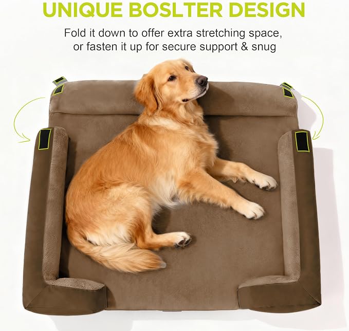 Extra Large Dog Bed-Washable Orthopedic Huge Pet Bed for Big Dogs Waterproof Couch Memory Foam Sofa Bolster with Removable Cover,48 x 30