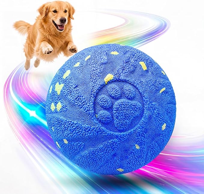 Smart Interactive Dog Toy Ball, 3 Automatic Bouncy Modes, Durable E-TPU Material for Chewing, Rechargeable and IPX7 Waterproof, Enrichment Toy for Medium and Large Dogs (Blue)