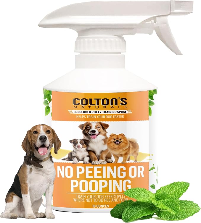 NO Pee No Poop Dog Potty Training Spray, 100% Natural - Non- Toxic Spray to Prevent Peeing & Pooping- Natural No Urine Marking Scent Corrector - Colton's Prevents Canine Peeing Indoor Outdoor-
