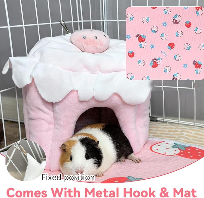 Guinea Pig Hideout, Warm Bunny House, Washable Winter Dwarf Rabbit Bed for Hamster, Chinchilla, Hedgehog,Ferret & Other Small Animals (Medium)